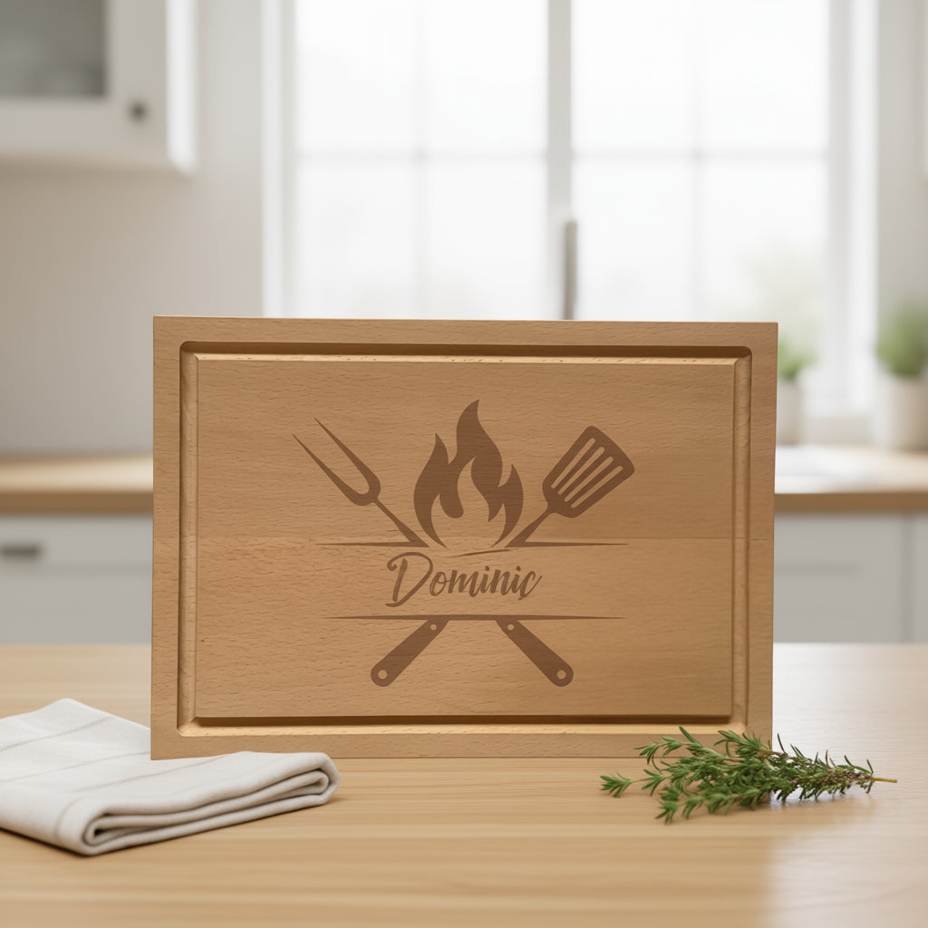 Schneidebrett mit Saftrille aus Buche - Grillmeister