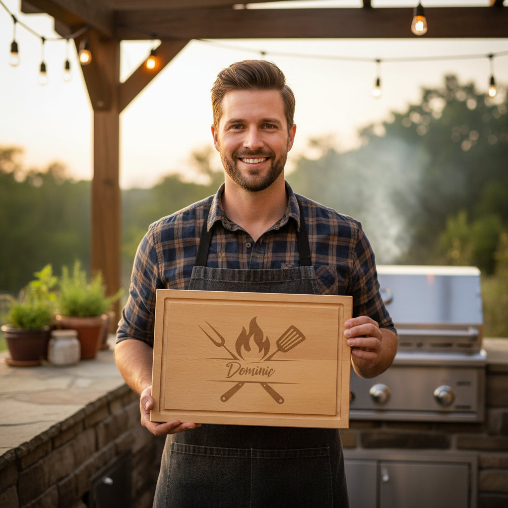 Schneidebrett mit Saftrille aus Buche - Grillmeister