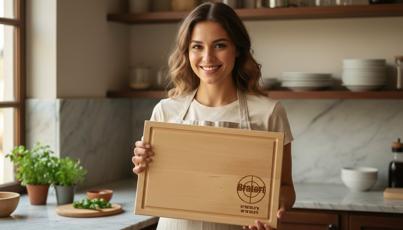 Schneidebrett mit Saftrille aus Buche - Bratort