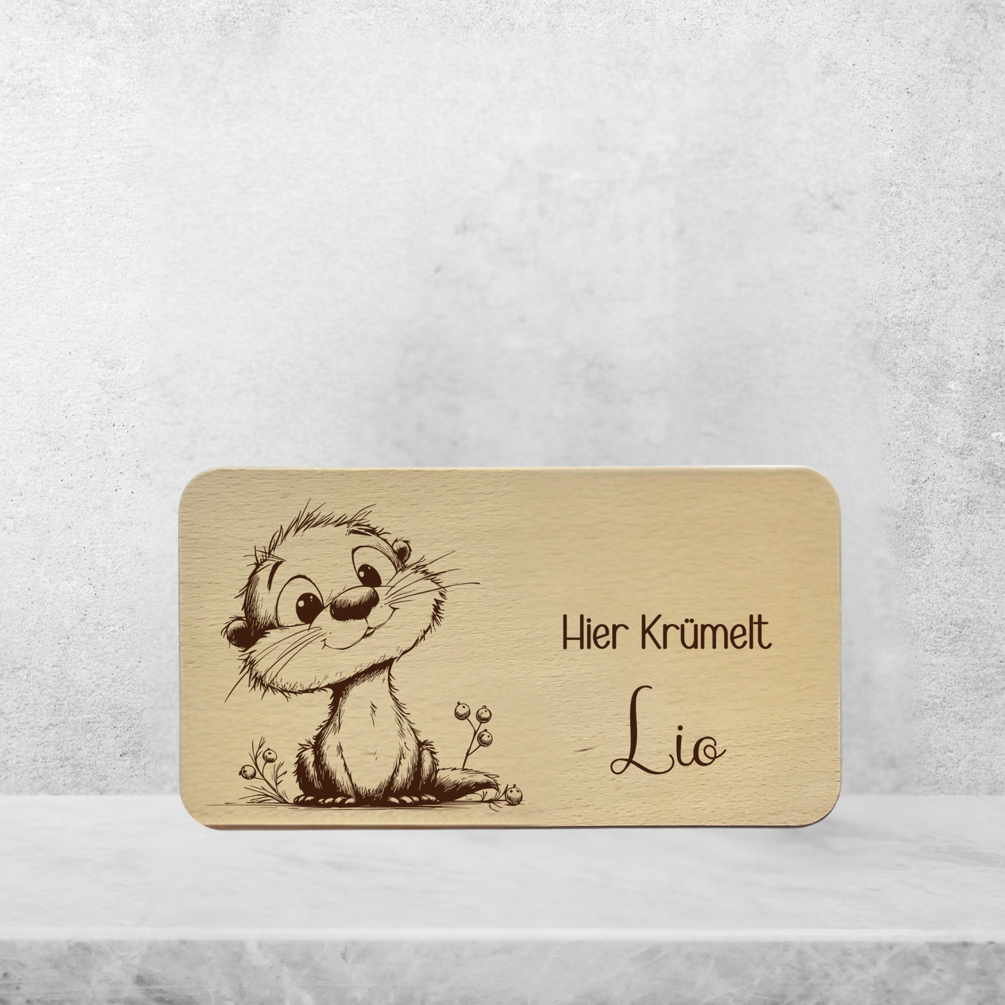Frühstücksbrett Kinder Buchenholz "Otter" | Personalisiert mit Name | Geschenk Taufe & Geburt
