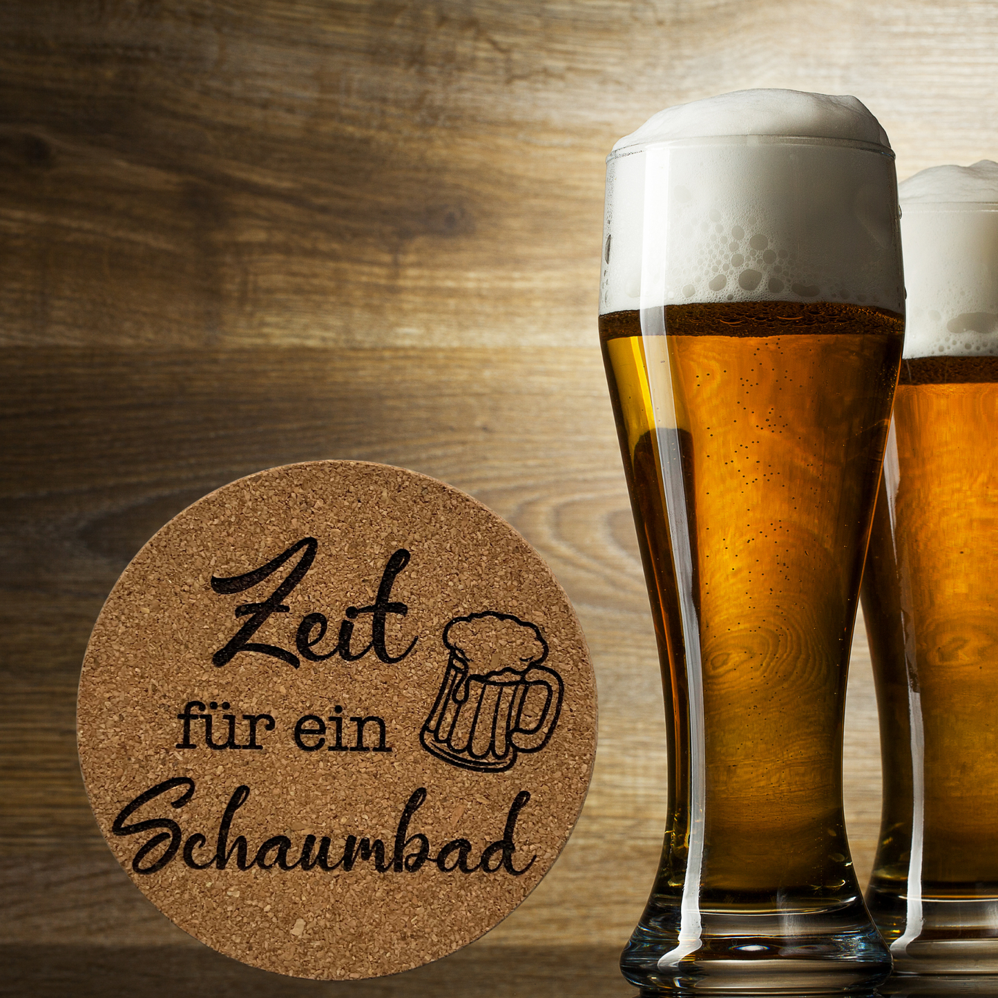 Korkuntersetzer "Zeit fĂŒr ein Schaumbad" | Lustiges Wellness-Geschenk | Geschenk fĂŒr sie