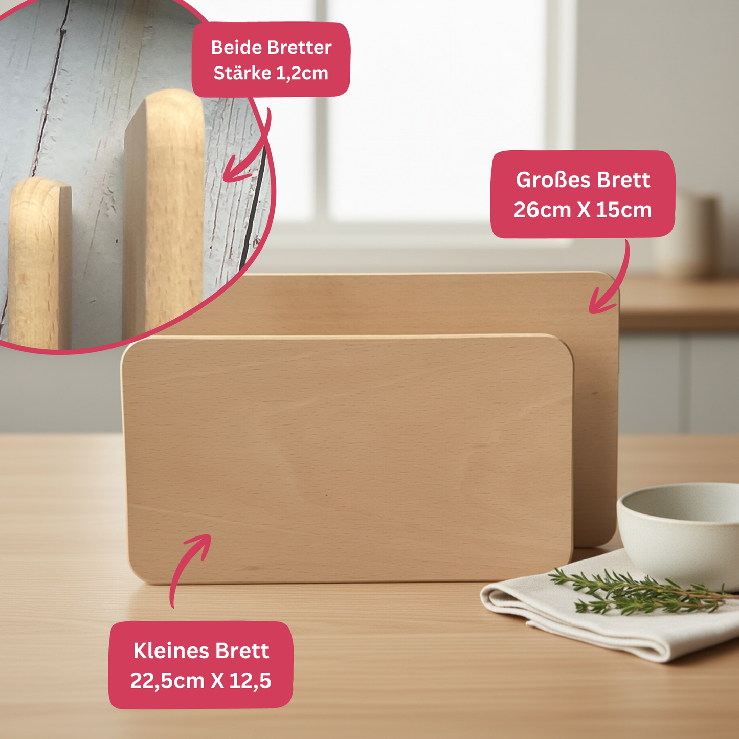 personalisiertes Frühstücksbrett Buchenholz