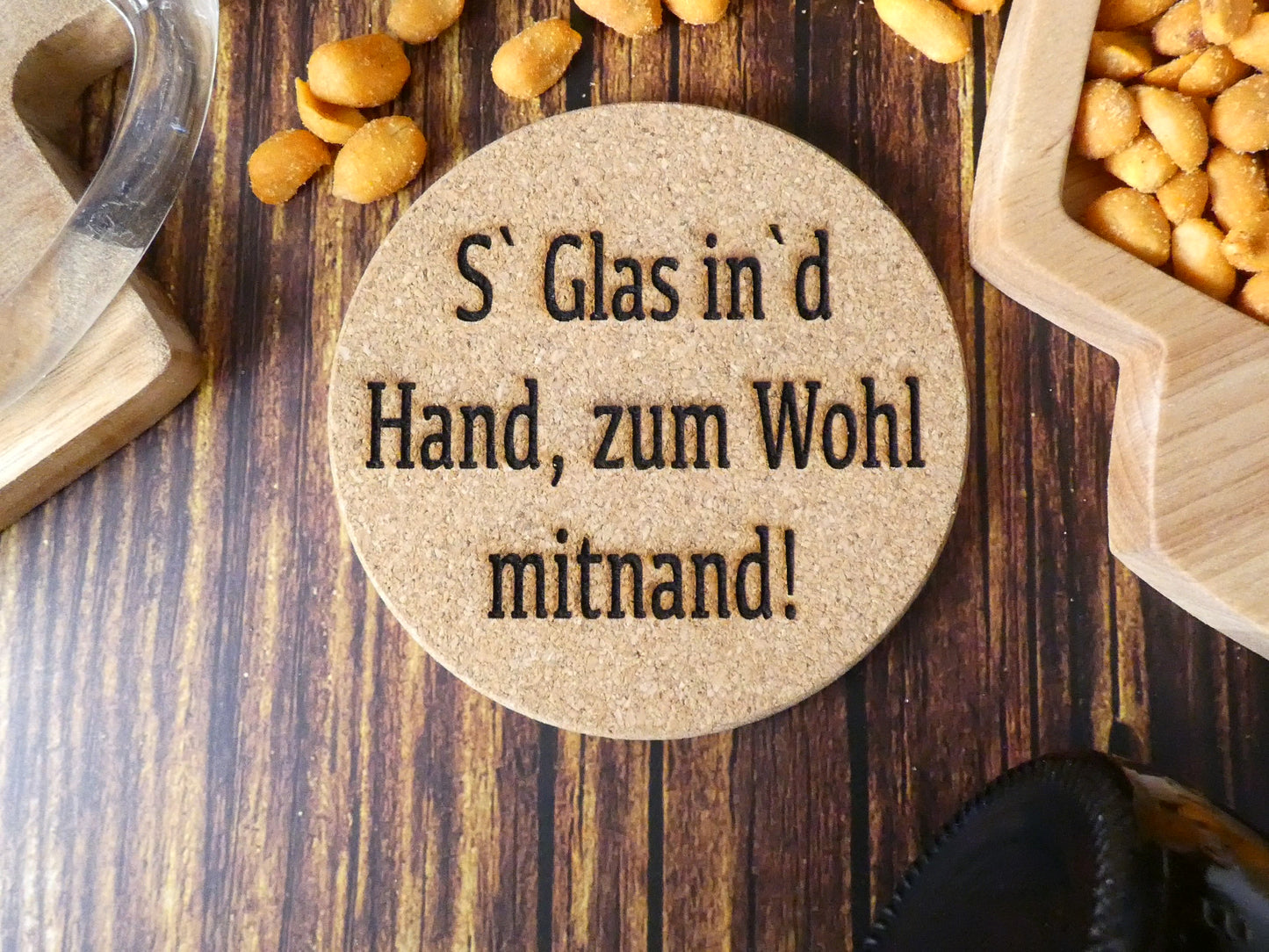 Korkuntersetzer "S´Glas in´d Hand..."