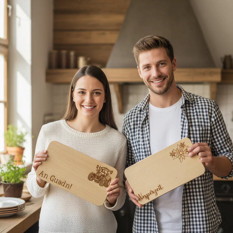 Natürliche Frühstücksbrettchen aus Buchenholz mit Deiner einzigartigen Personalisierung