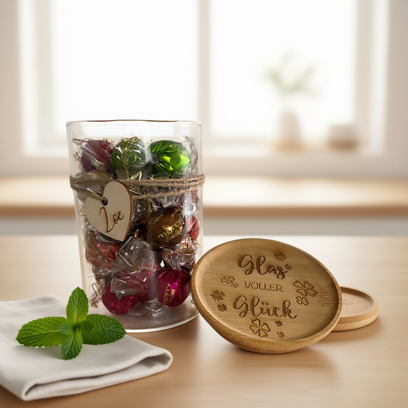 Vorratsglas "Glas voller Glück" | Liebevolles Geschenk | Aufmerksamkeit mit Herz