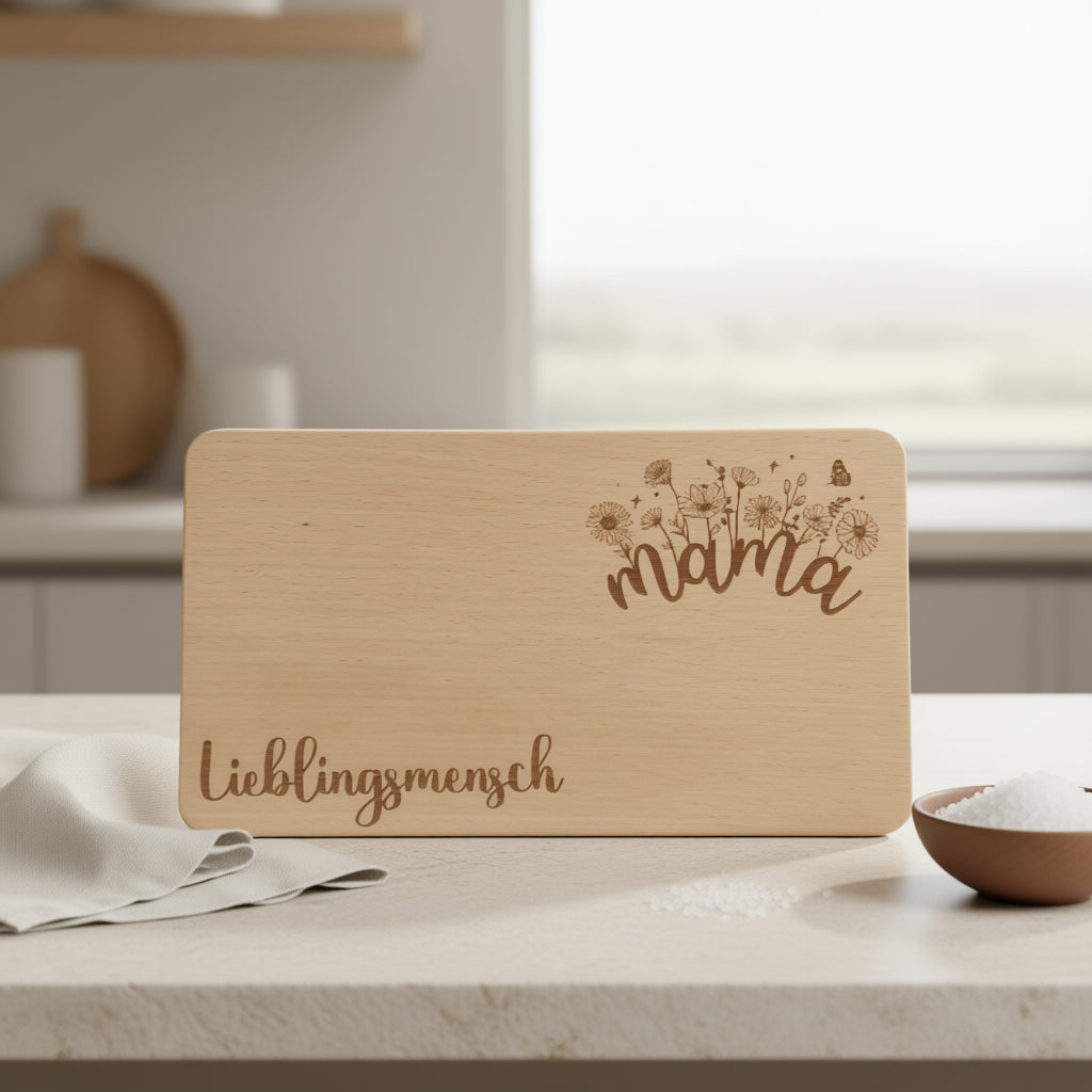 personalisiertes Frühstücksbrett Buchenholz