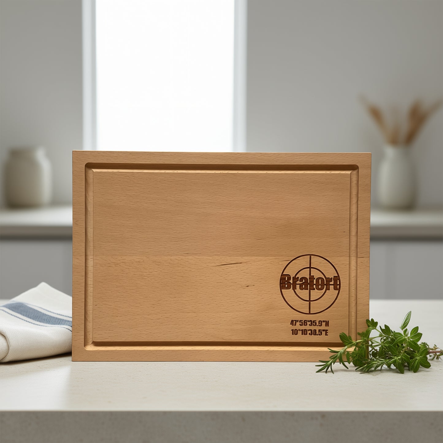 Schneidebrett mit Saftrille aus Buche - Bratort