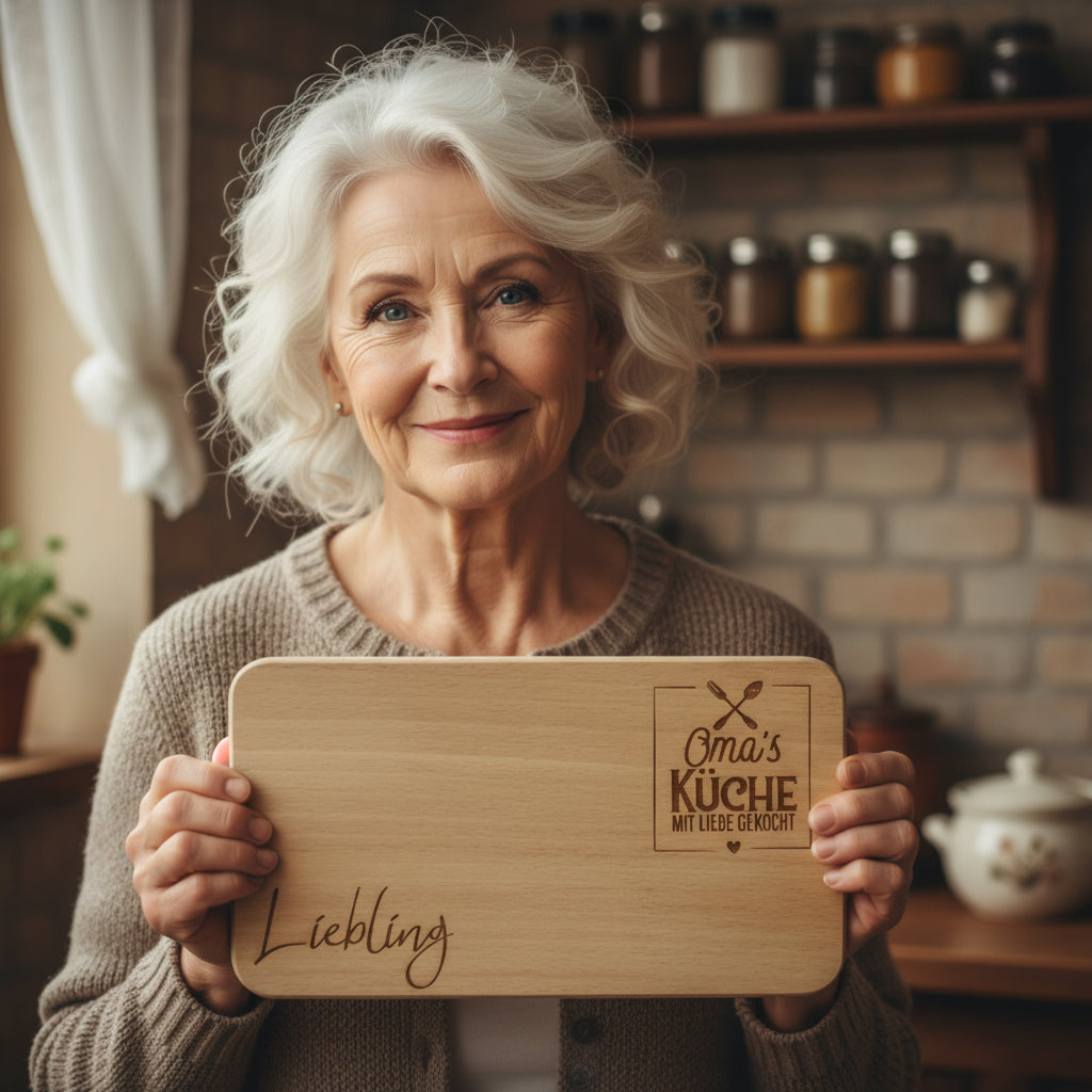 personalisiertes Frühstücksbrett Buchenholz
