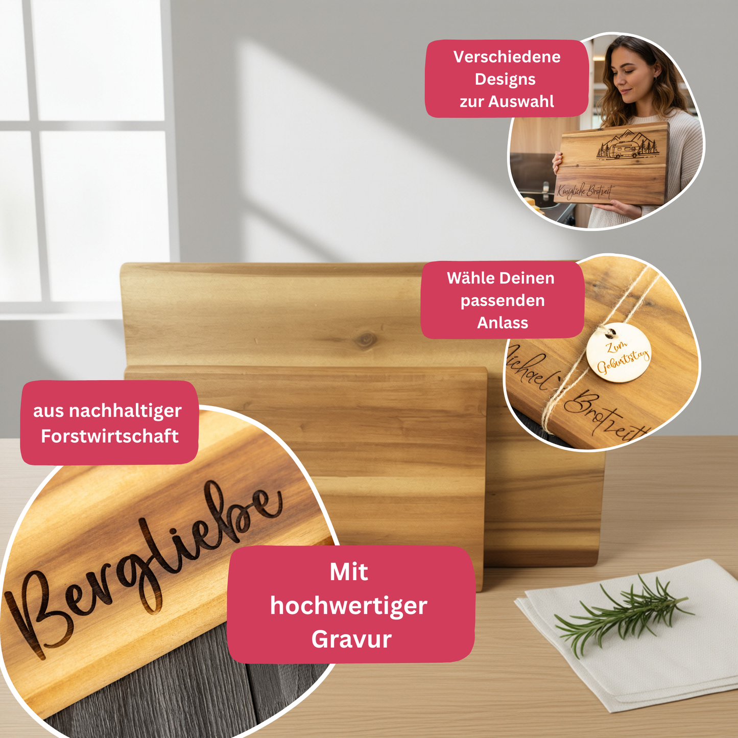 Brotzeitbrettl Akazie Hochzeit / Jahrestag 💍