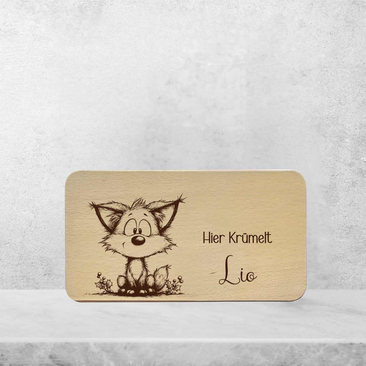 Frühstücksbrett Kinder Buchenholz "Fuchs" | Personalisiert mit Name | Geschenk Taufe & Geburt