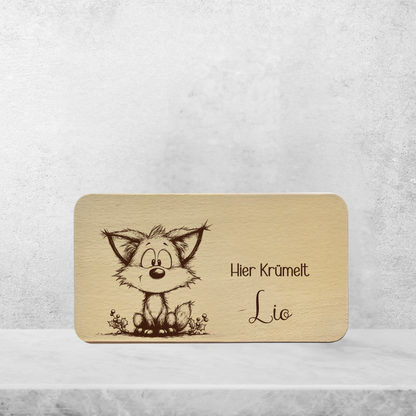 Frühstücksbrett Kinder Buchenholz "Fuchs" | Personalisiert mit Name | Geschenk Taufe & Geburt