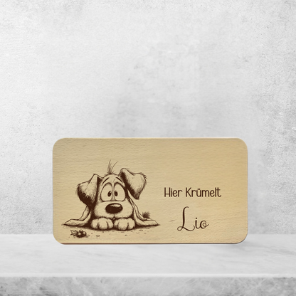 Frühstücksbrett Kinder Buchenholz "Hund" | Personalisiert mit Name | Geschenk für Tierfreunde