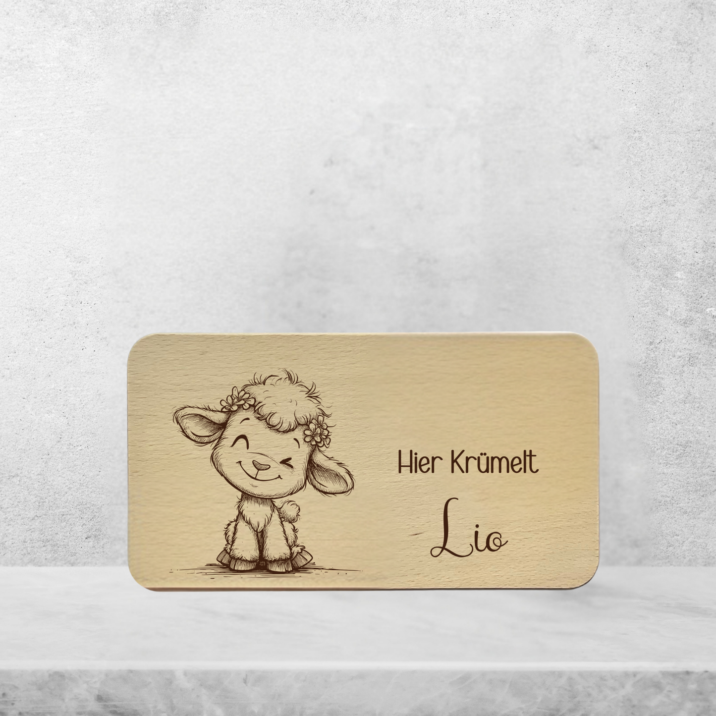 Frühstücksbrett Kinder Buchenholz "Schäfchen" | Personalisiert mit Name | Geschenk Taufe & Geburt