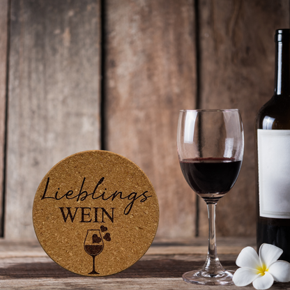Korkuntersetzer "Lieblingswein" | Lustiges Weingeschenk | Geschenk für Weinliebhaber