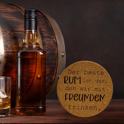 Korkuntersetzer "Der beste Rum ist..." | Lustiger Spruch | Geschenk für Rum-Liebhaber