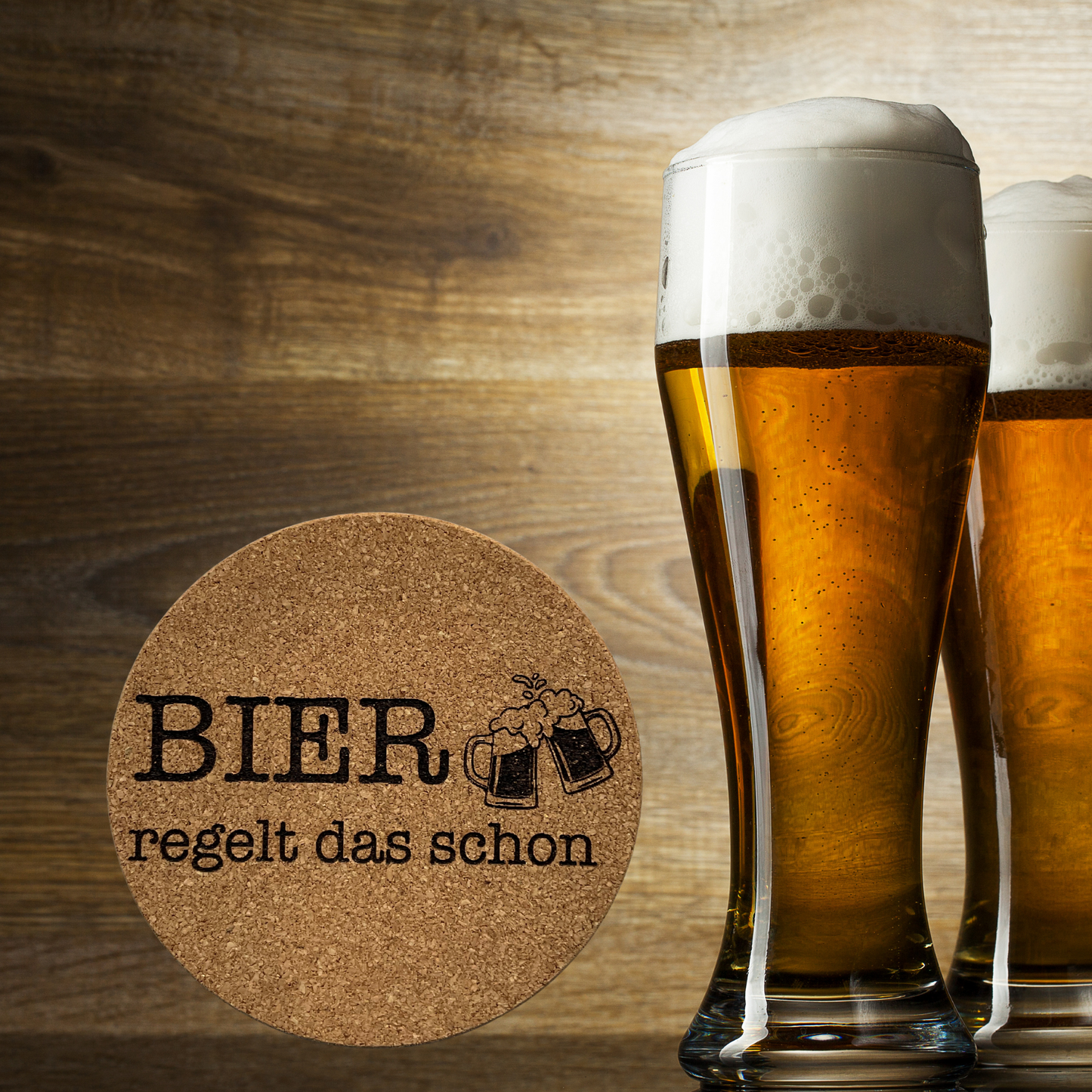 Korkuntersetzer "Bier regelt das schon" | Lustiges Biergeschenk | Geschenk für Männer