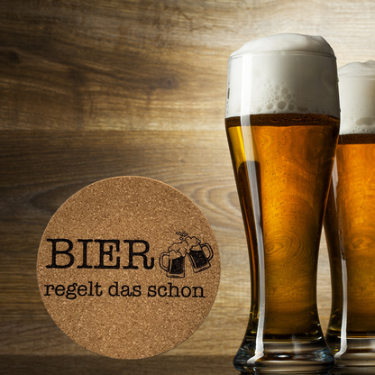 Korkuntersetzer "Bier regelt das schon" | Lustiges Biergeschenk | Geschenk für Männer