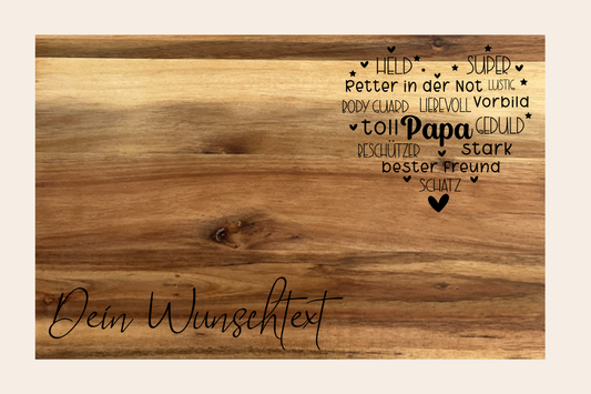 Brotzeitbrettl Akazie „Papa Herz“