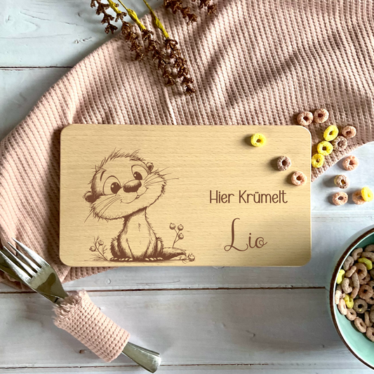 Frühstücksbrett Buchenholz "Hier krümelt… mit süßem Otter"