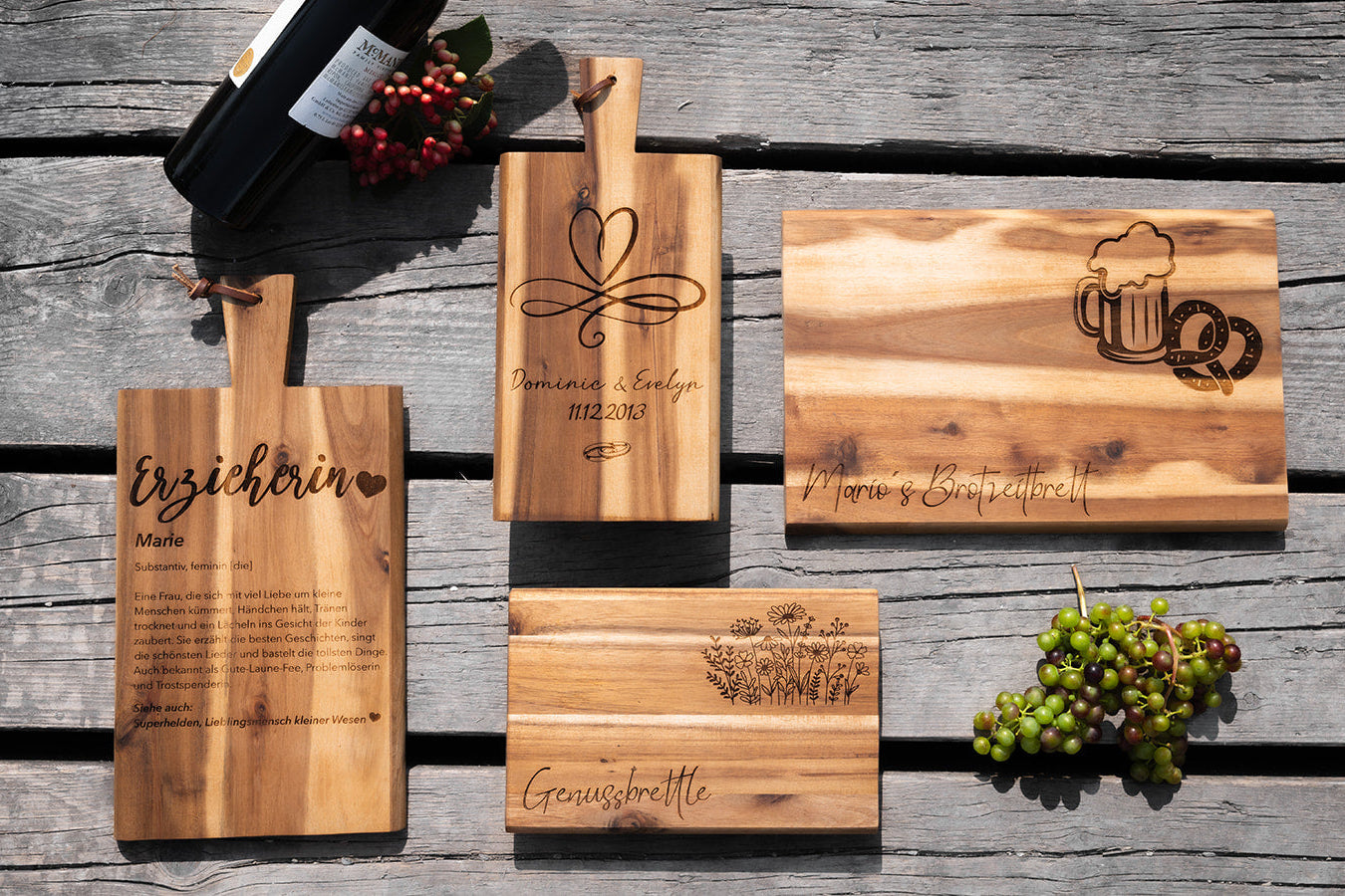 Brotzeitbrettl Akazie Fahrzeuge 🚗 🏍 🚲  -verschiedene Motivauswahl-