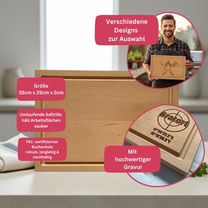Schneidebrett mit Saftrille aus Buche - Bratort