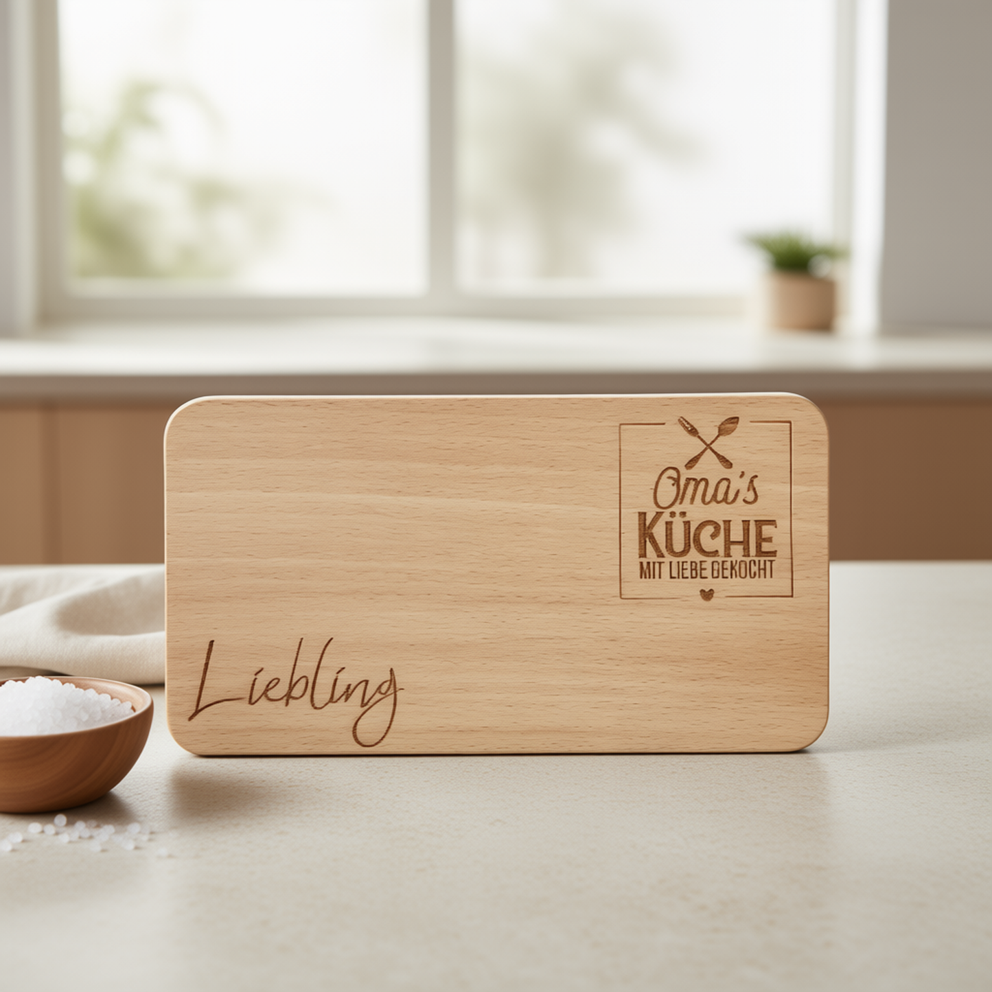 personalisiertes Frühstücksbrett Buchenholz